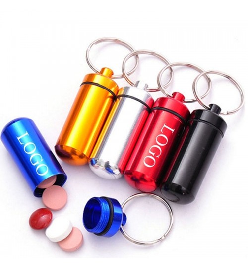 Aluminum Pill Bottle Keychain
